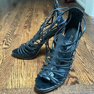 Aldo Black Leather Strappy Sandals
